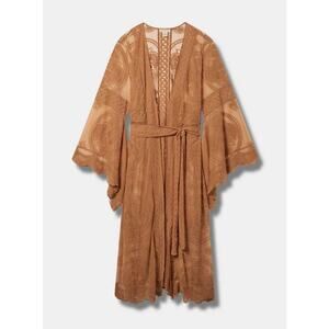 Festi Lace Maxi Kimono Rust Brown Torrid Plus Size 6X 30 Boho Festival Duster